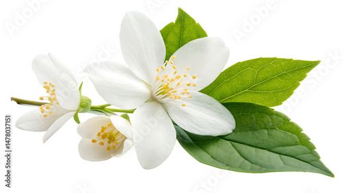 white jasmine flower on white background PNG. AI GENERATED