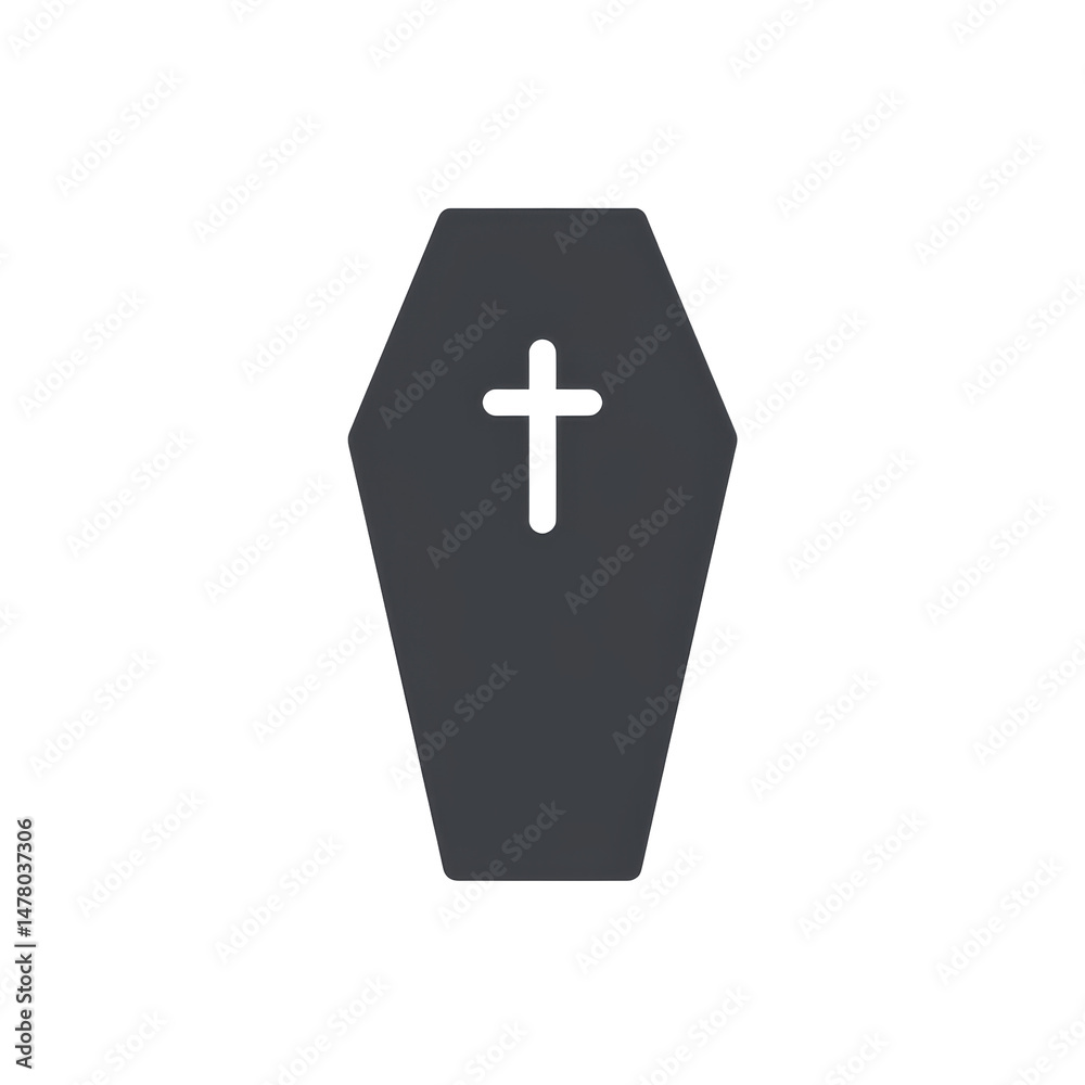 Simple Coffin Black Isolated Icon. with Cristian Cross isolated on transparent background, Coffin Icon PNG Simple Coffin Black Isolated Icon. with Cristian Cross isolated on transparent background, Coffin Icon PNG
