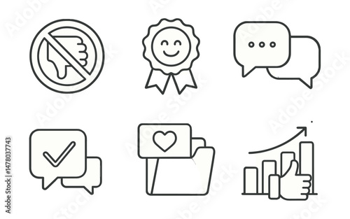 Line style icons of online respect and ethics: no shaming post icon, kind comment badge, respectful chat tag, tone checker bubble, block with kindness board, peer empathy file, fair digital voice