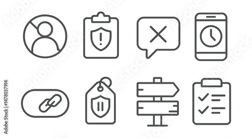 Line style icons of personal control online: mute or unfollow badge, report with dignity file, say no bubble, screen limits icon, break from social toggle, pause + protect tag, control what you post