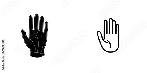 Vector illustration depicting two hand designs, one with gloves and one without, representing various activities and themes related to hand usage