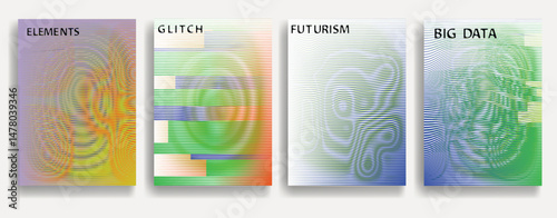 Abstract flow Lines Background . Wavy Stripes . Striped linear pattern . Poster collection with smooth lines .Brochures set with wave lines .Vector .