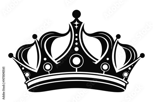 Striking black crown illustration, decorative design element for royal themes and elegant symbols