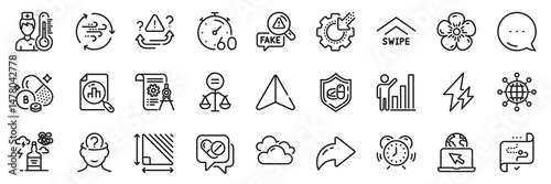 Obraz na płótnie Medical drugs, Timer and Thermometer line icons pack. Share, Message, Paper plane icons. Wind energy, Divider document, Seo gear web icon. Boron mineral, Electricity, Time management pictogram. Vector w salonie