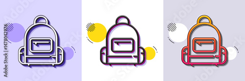 Backpack line icon. Halftone dotted pattern. Gradient icon with grain shadow. Travel baggage bag sign. Handbag luggage symbol. Line backpack icon. Various designs. Vector