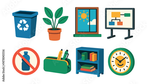 Isometric flat vector set of illustrations of inclusive festival planning: wheelchair-friendly route, sensory chill tent, language access icon, inclusive performer list, eco decoration box,