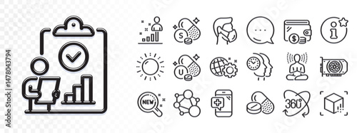 Medical drugs, Vitamin u and Integrity line icons for web app. Glare of light effect. Message icon. Pack of Time management, Medical mask, Info pictogram icons. Sun energy, Gpu, Inspect signs. Vector