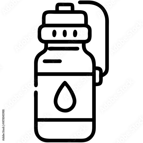 Water bottle illustration with a droplet design in outline style  