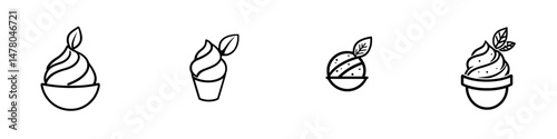 Charming vector illustration of various ice cream designs featuring different shapes and toppings in a minimalist style
