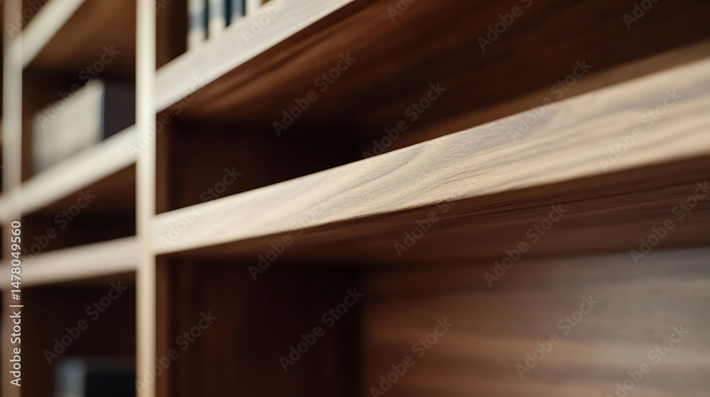 Close-Up of Wooden Bookshelf with Books Close-Up of Wooden Bookshelf with Books