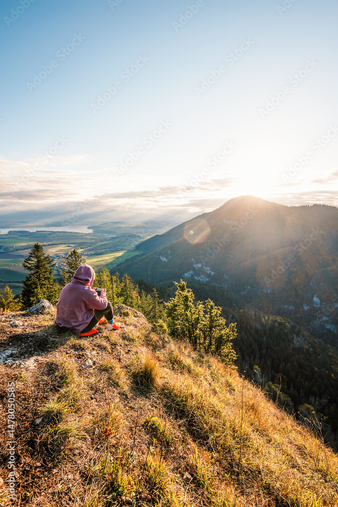 Sunset over Liptov region with Tatras mountains landspace, Slovakia.