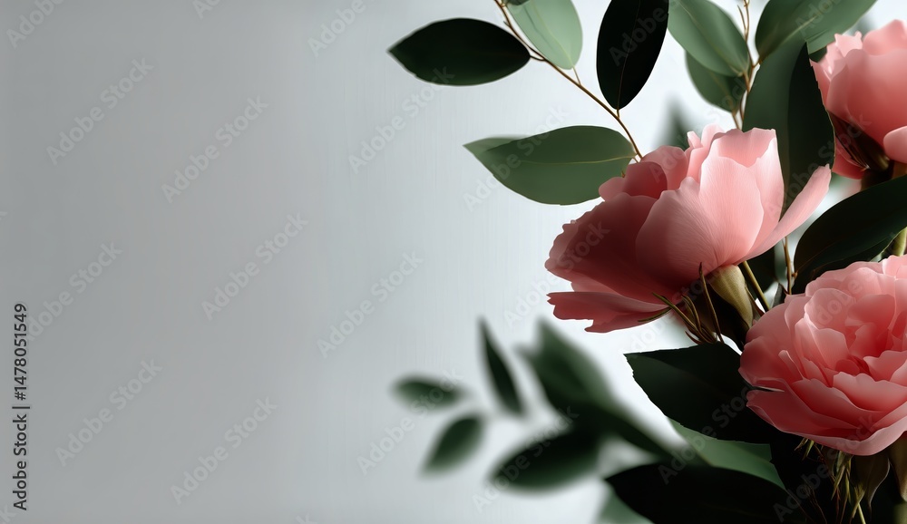 Beautiful Pink Roses in Full Bloom Against a Soft Background