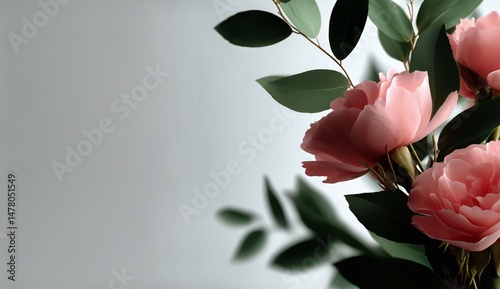 Obraz na płótnie Beautiful Pink Roses in Full Bloom Against a Soft Background w salonie