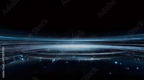 Dynamic Abstract Background Featuring Blue Light Technology with Futuristic Space Design and Dark Modern Elements