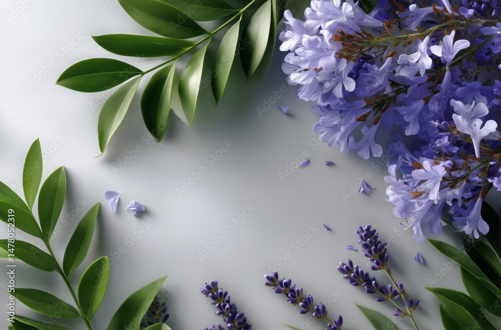 Beautiful Arrangement of Lavender and Greenery on a Light Background for Elegant Decor Ideas
