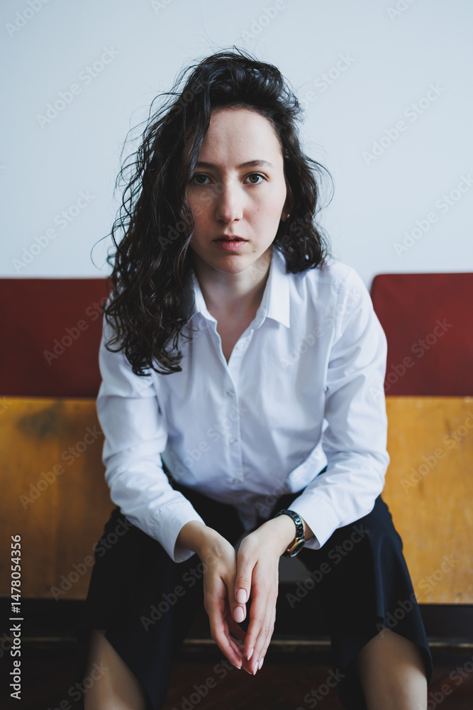 Contemplative Woman in Elegant Setting A striking portrayal capturing rich emotions, showcasing deep introspection and the allure of contemporary portraiture, making it truly captivating