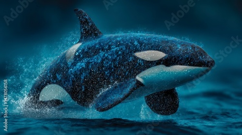 Dynamic Marine Predator in Action Leaping from the Ocean Depths with Power and Grace photo