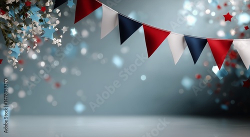Colorful Patriotic Decorations Create Festive Atmosphere for Celebration Event