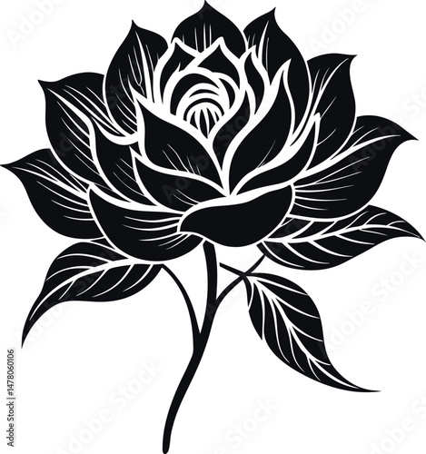 beautiful flower sketch silhouette