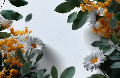 Bright Floral Arrangement With Yellow and White Flowers on a Light Background Showcasing Natural Beauty