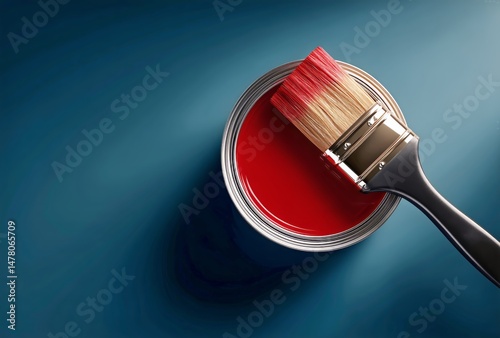 Vibrant Paint Can With a Brush Ready for Creative Home Renovation Project