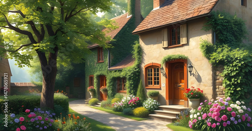 home garden art vector