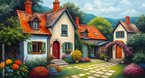 home garden art vector