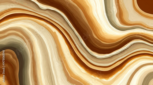 Fototapeta Naklejka Na Ścianę i Meble -  Background with a print of abstract flowing lines in natural brown shades