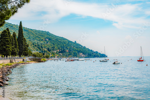 Castello Scaligero, Lake Garda, Italy. Lago di garda. a beautiful lake for swimming, sailing and water sports