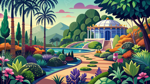 Botanical garden in Funchal, Madeira island, Portugal