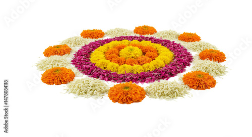 Flower Rangoli for Diwali isolated PNG 
