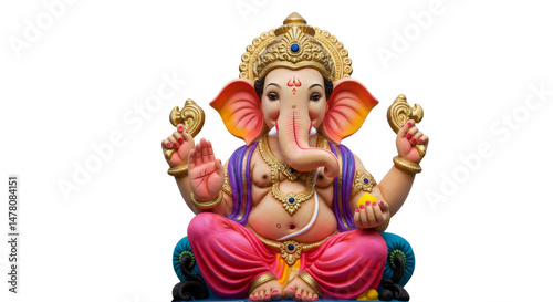 Lord Ganesha isolated, Hindu God Ganesh Cutout 