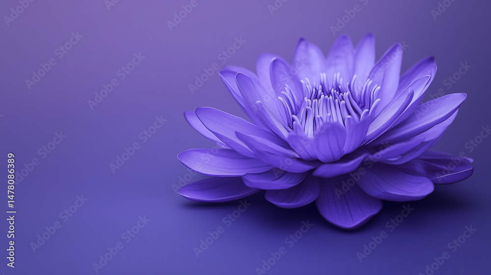 Obraz premium purple-blue lotus isolated on purple blue background. spiritual sixth and seventh chakra: ajna chakra, crown chakra.