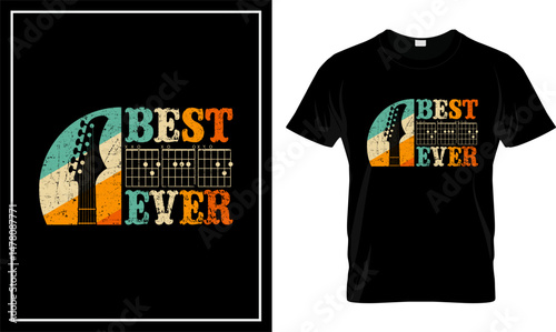 Best Guitar Dad Ever Vintage Retro Graphic T-shirt Design 