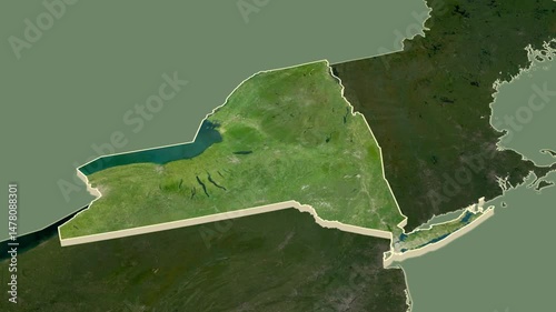 New York, United States, extruded. Satellite map