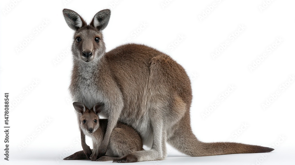 Fototapeta premium A mother and baby marsupial in a nurturing pose showcasing their unique bond and natural beaut