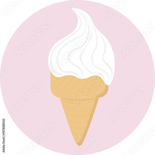 Ice cream cone is a refreshing summer dessert. Vector illustration