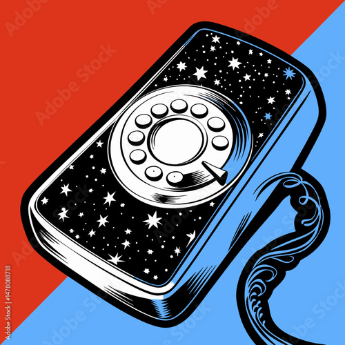 vector illustration of a mobile phone with a black background