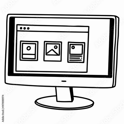 vector computer monitor with mouse