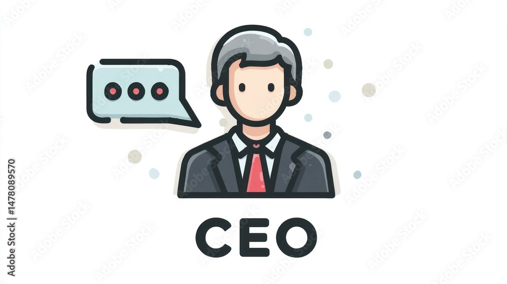 CEO in Professional Attire with Speech Bubble Business Leadership and Communication Icon CEO in Professional Attire with Speech Bubble Business Leadership and Communication Icon