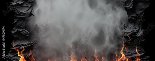 Smoky paper with dark burning edges and central message space abstract background, Perfect for dramatic warnings and important notices