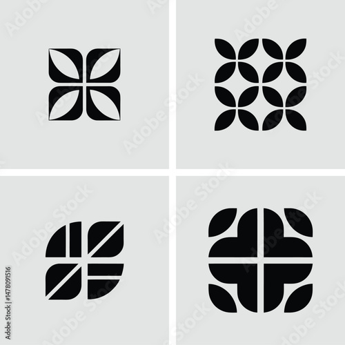 Wallpaper Mural Four minimalistic abstract geometric logo designs suitable for various branding applications Torontodigital.ca