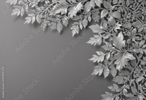 Intricate silver lace leaf border, shimmering elegant foliage , shimmer, vine, nature
