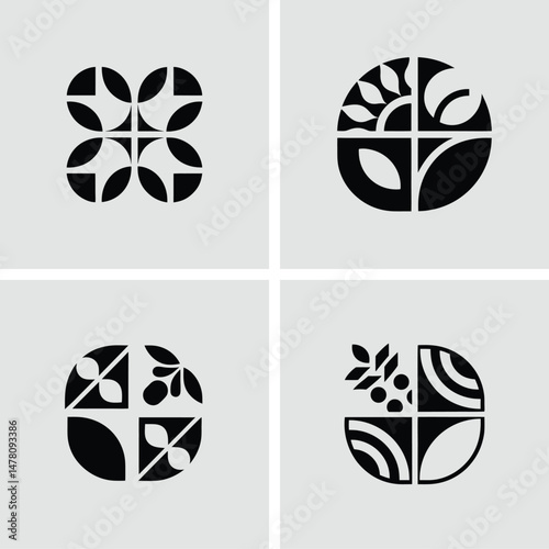 Creative geometric logos for modern businesses featuring abstract shapes and symbolism