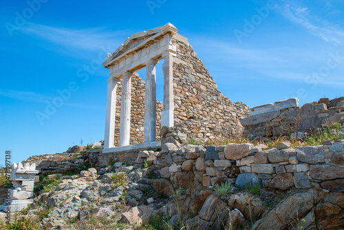 Delos island Temple of Isis Archeological Site (in Greek Αρχαιολογικός Χώρος Δήλου) Landscape near Mykonos Island South Aegean Region (Südliche Ägäis) Greece