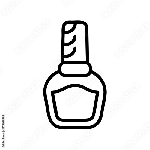 Outline of nail polish bottle in minimalist style on white background  