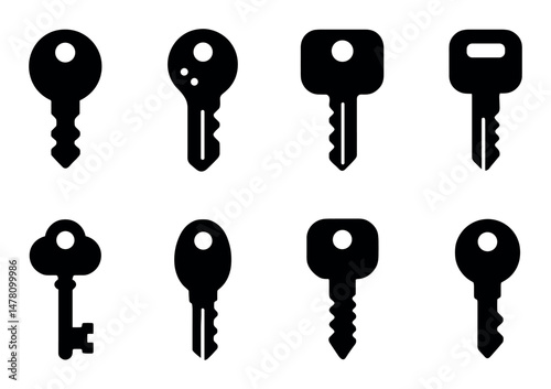 Key icons set, silhouette, modern, minimalist, e-commerce