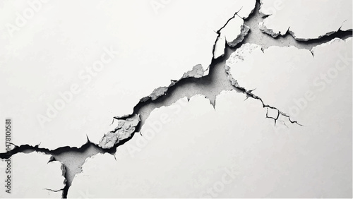 Cracks in a wall. Cracked wall background. Cracks spreading across a weathered surface. Cracks texture. 