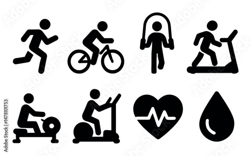 Fitness activities solid icons set, professional, web, mobile
