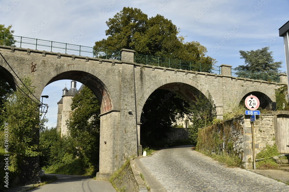 Fototapeta premium Le pont des Douze Arches enjambant la vallée de la Sennette à Écaussinnes-Lalaing 